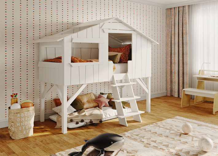 Doublures De Lit Soldes 2024 -Doublures De Lit Soldes 2024 lit cabane sureleve enfant l 90 120 ou 140 avec ou sans toboggan cabane montessory par mathy by bols